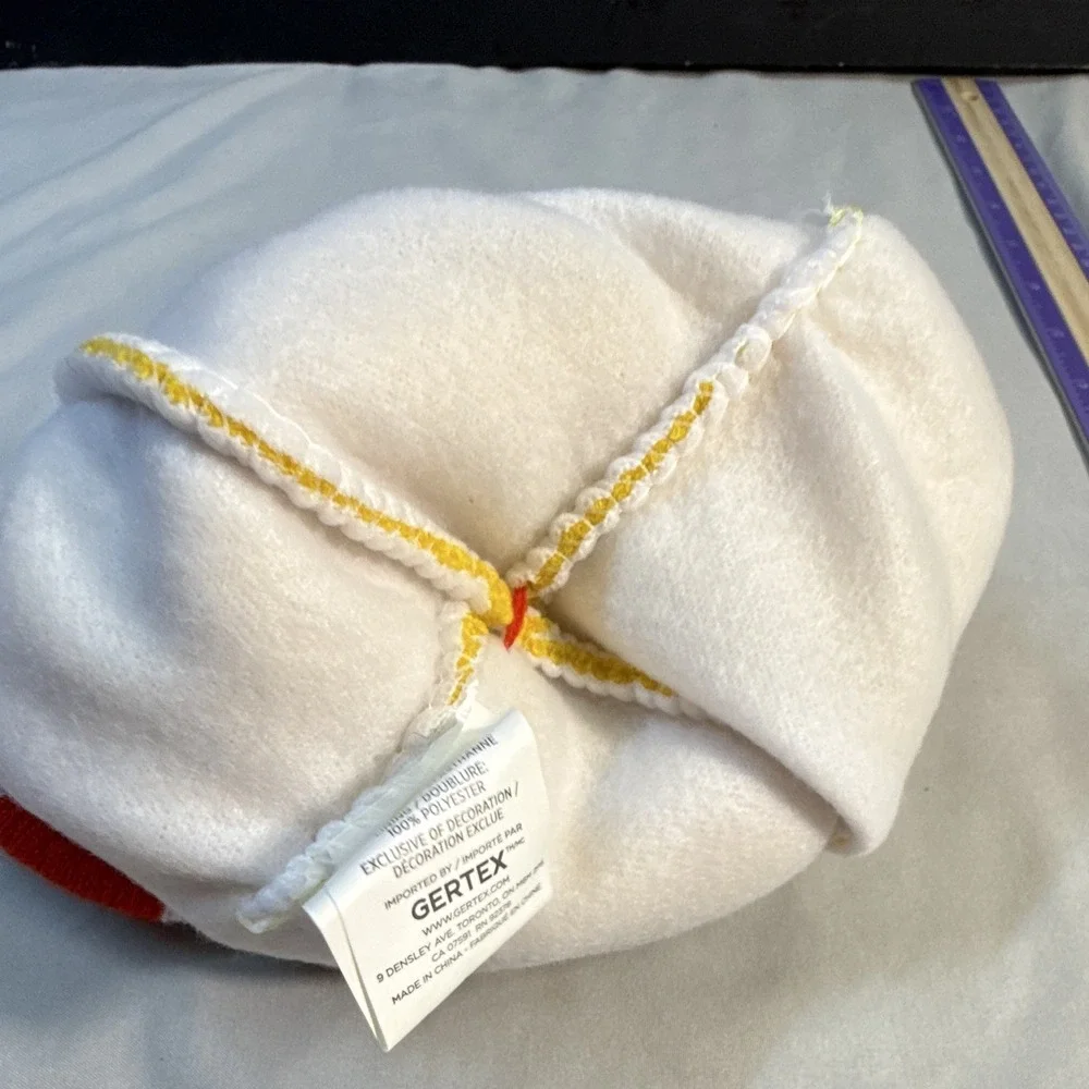 Gertex Unisex Kids Knit Popcorn Pom-Pom Beanie, Yellow Red White, 4-6X